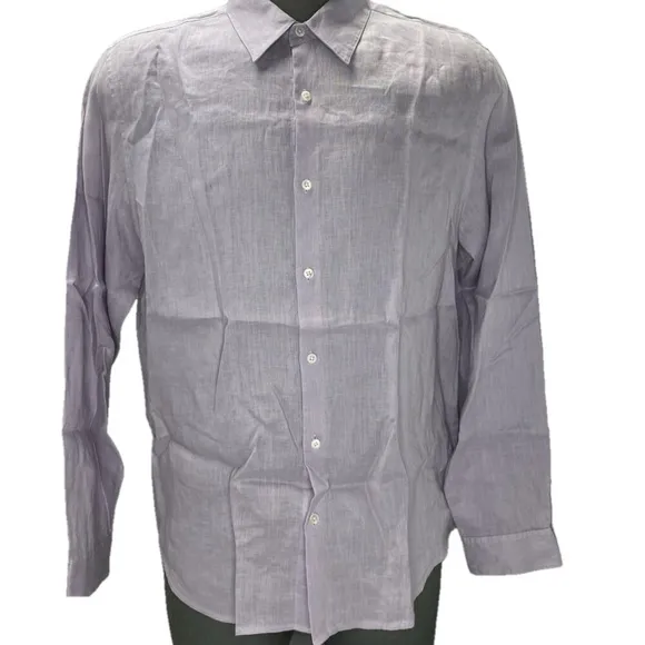 Theory Mens Shirt Evening Haze Purple Size XL Standard Fit Linen Button Down