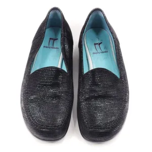 THIERRY RABOTIN Black Shiny Suede Loafer Flats Shoes
