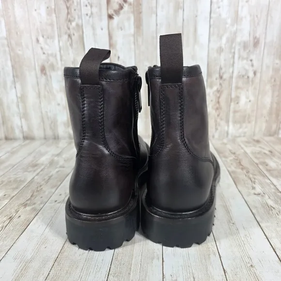 Thursday Everyday Leather Ankle Boots Lace Up Side Zip Brown Mens Size 9