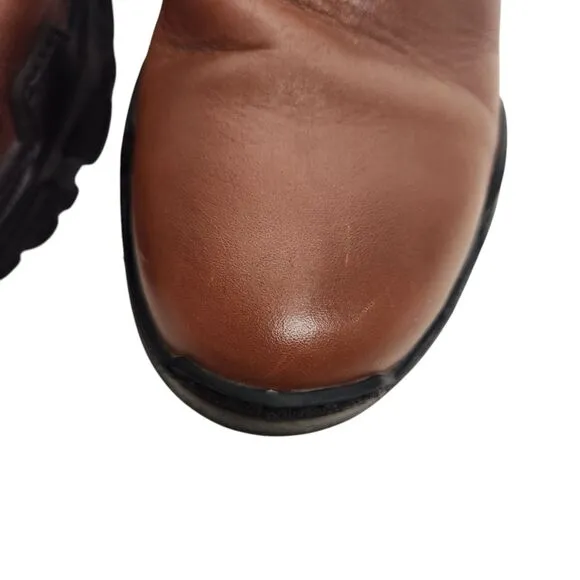 TIBI Boots Womens 9.5-10 Brown Black Diego Chelsea Leather Bootie Shoes Chunky