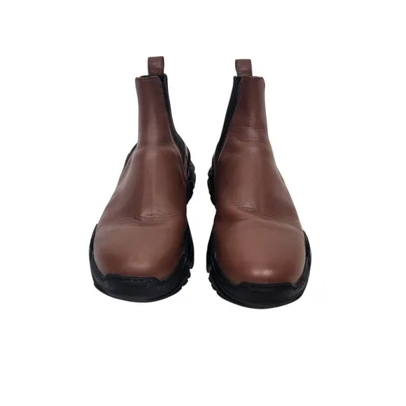 TIBI Boots Womens 9.5-10 Brown Black Diego Chelsea Leather Bootie Shoes Chunky
