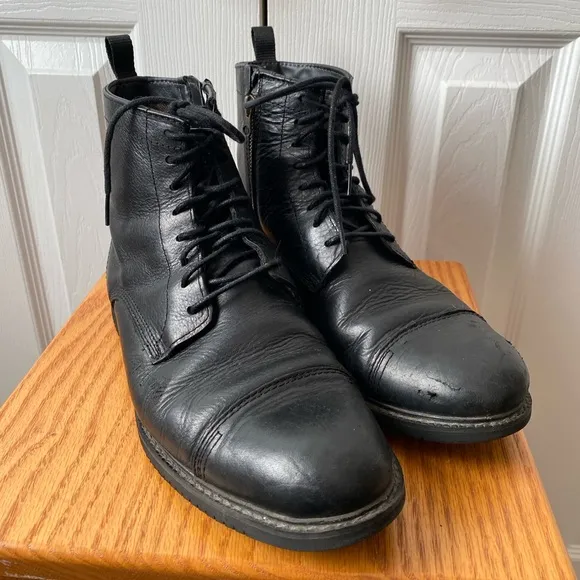 Timberland Black Leather Cobelton Side Zip Lace Up Cap Toe Chukka Boots SZ 8