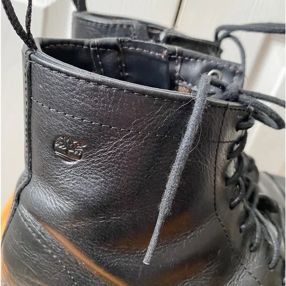 Timberland Black Leather Cobelton Side Zip Lace Up Cap Toe Chukka Boots SZ 8