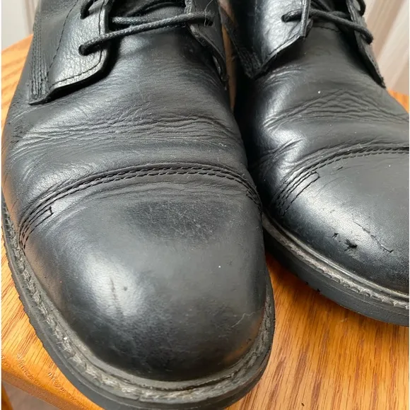 Timberland Black Leather Cobelton Side Zip Lace Up Cap Toe Chukka Boots SZ 8