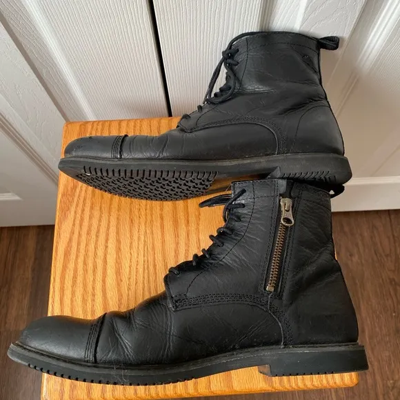 Timberland Black Leather Cobelton Side Zip Lace Up Cap Toe Chukka Boots SZ 8
