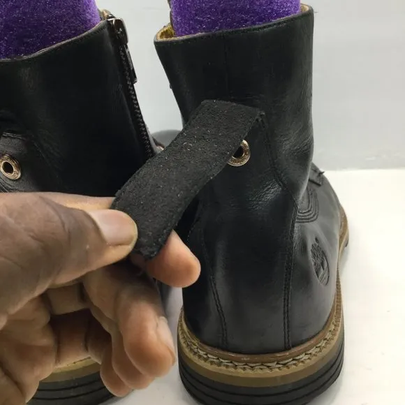 Timberland Boots Men Size 11 Black Leather Side Zip Lace Up
