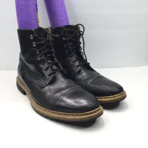 Timberland Boots Men Size 11 Black Leather Side Zip Lace Up
