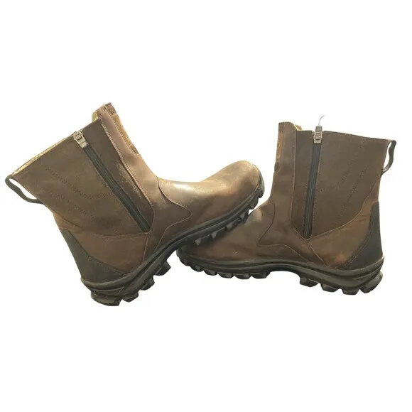 Timberland Boots Mens 9.5 Chillberg Ankle Bootie Brown Leather Side Zip