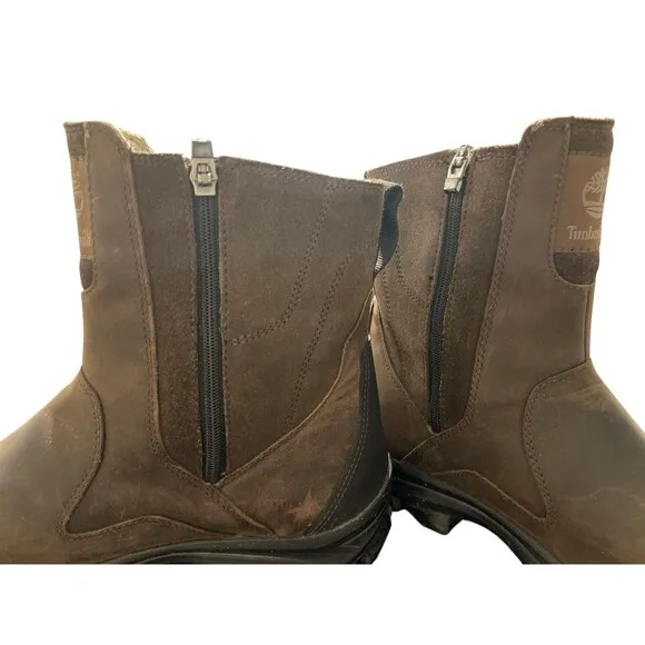 Timberland Boots Mens 9.5 Chillberg Ankle Bootie Brown Leather Side Zip