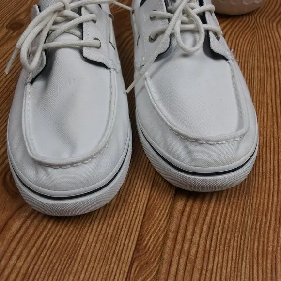 TIMBERLAND Canvas Earthkeepers Heritage 2-Eye WHITE Boat Shoes size 9
