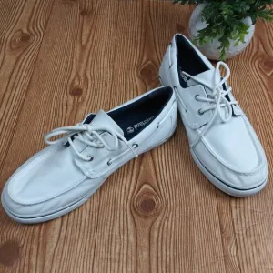 TIMBERLAND Canvas Earthkeepers Heritage 2-Eye WHITE Boat Shoes size 9