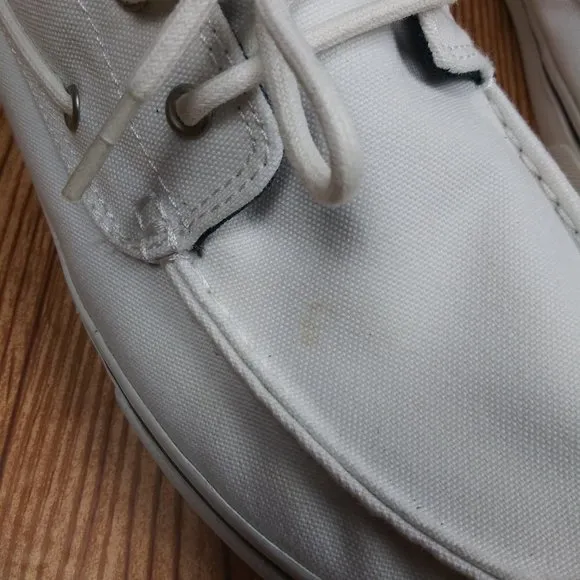 TIMBERLAND Canvas Earthkeepers Heritage 2-Eye WHITE Boat Shoes size 9