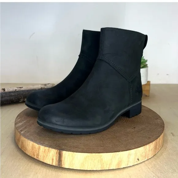 *Timberland Earth Keeper | Black Nubuck Ankle Side Zip Boots 1460 Size 7