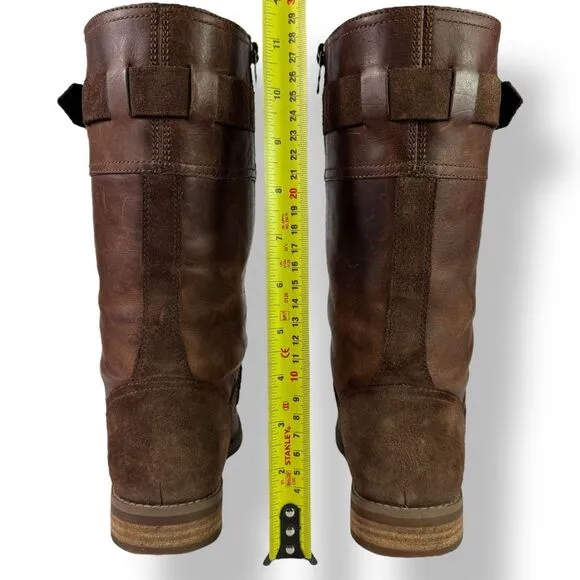Timberland Earthkeeper Savin Hill Mid Calf Brown Leather Boots Side Zip 8.5