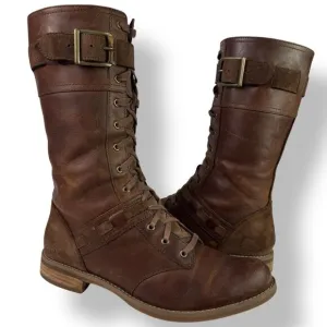 Timberland Earthkeeper Savin Hill Mid Calf Brown Leather Boots Side Zip 8.5