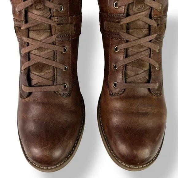 Timberland Earthkeeper Savin Hill Mid Calf Brown Leather Boots Side Zip 8.5