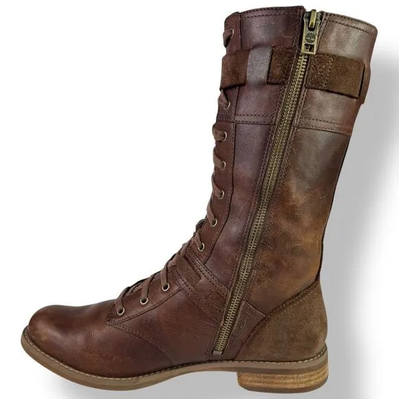 Timberland Earthkeeper Savin Hill Mid Calf Brown Leather Boots Side Zip 8.5