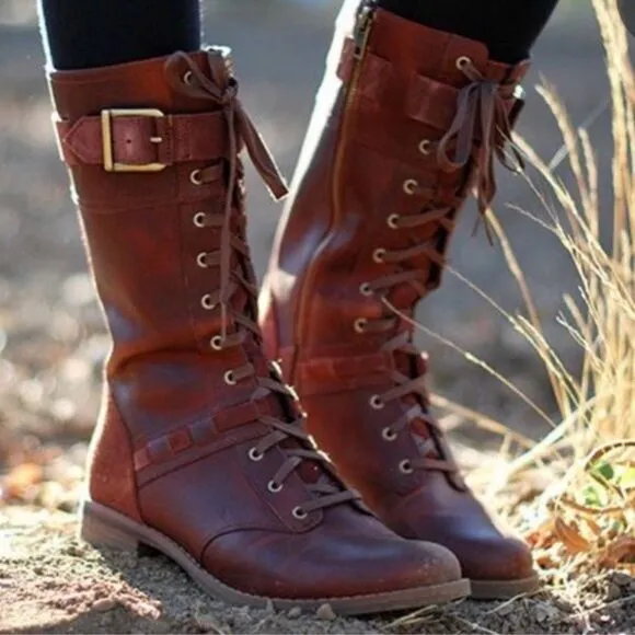 Timberland Earthkeeper Savin Hill Mid Calf Brown Leather Boots Side Zip 8.5