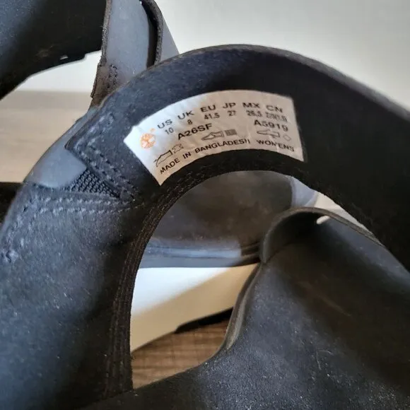 Timberland Koralyn Nubuck Leather Platform Wedge Sandals Black/White Women's 10