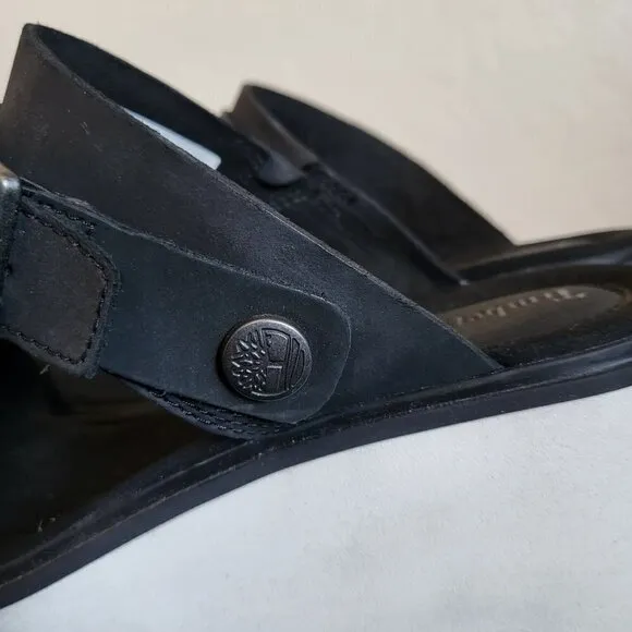 Timberland Koralyn Nubuck Leather Platform Wedge Sandals Black/White Women's 10
