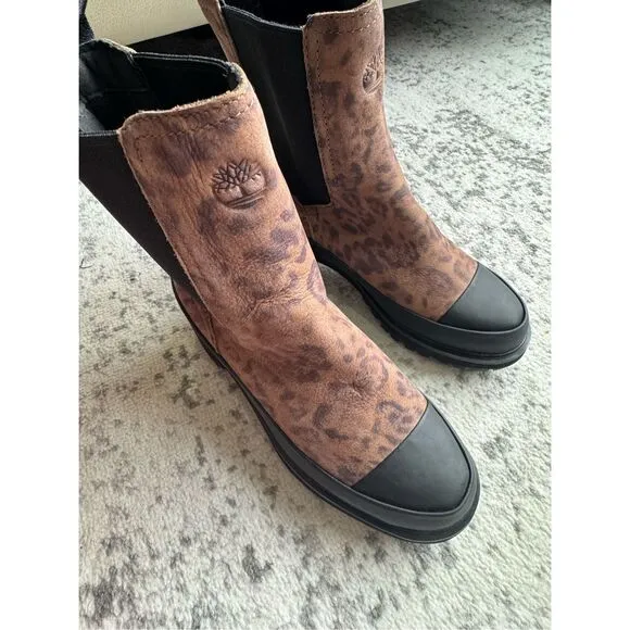 TIMBERLAND KORI PARK 2 Leopard Heeled Chelsea Boots