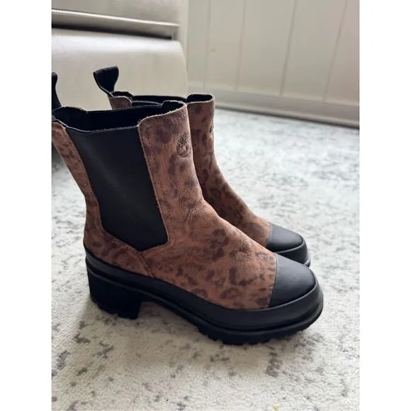 TIMBERLAND KORI PARK 2 Leopard Heeled Chelsea Boots