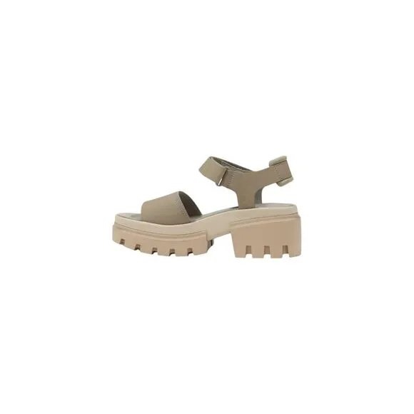 Timberland Leather Buckle Sandals with Rubber Sole Women Beige