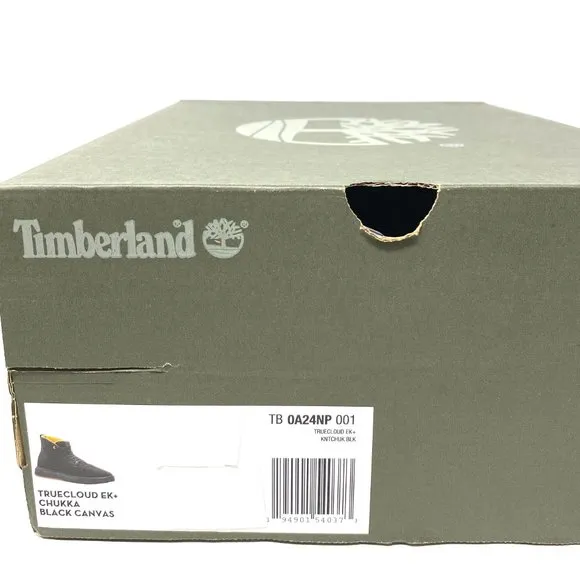Timberland MEN'S Size TB 0A24NP 001 TRUECLOUD EK CHUKKA In Black Canvas Sneakers