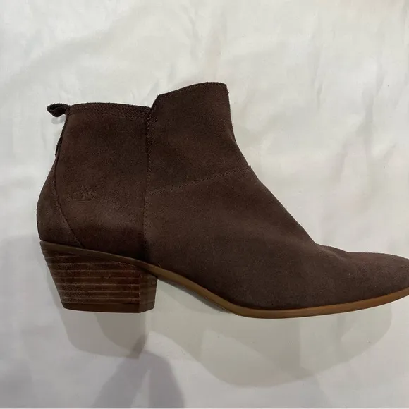 Timberland Women’s Size 8 Side-Zip Brown Suede Ankle Boots Booties Ortholite