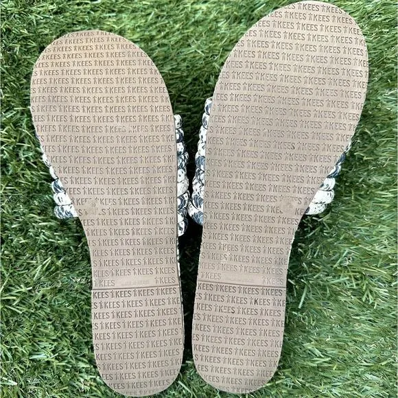 Tkees Caro Embossed Snakeskin Textured Low Profile Strappy Sandal Slides Size 10