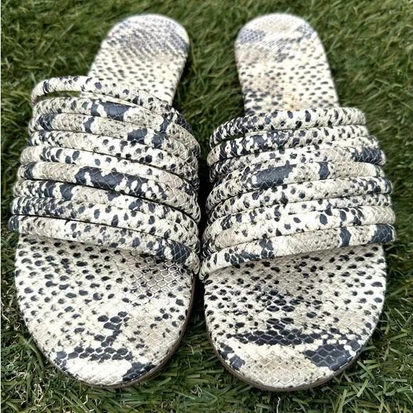 Tkees Caro Embossed Snakeskin Textured Low Profile Strappy Sandal Slides Size 10
