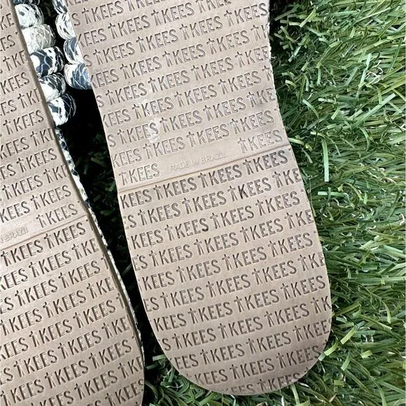 Tkees Caro Embossed Snakeskin Textured Low Profile Strappy Sandal Slides Size 10