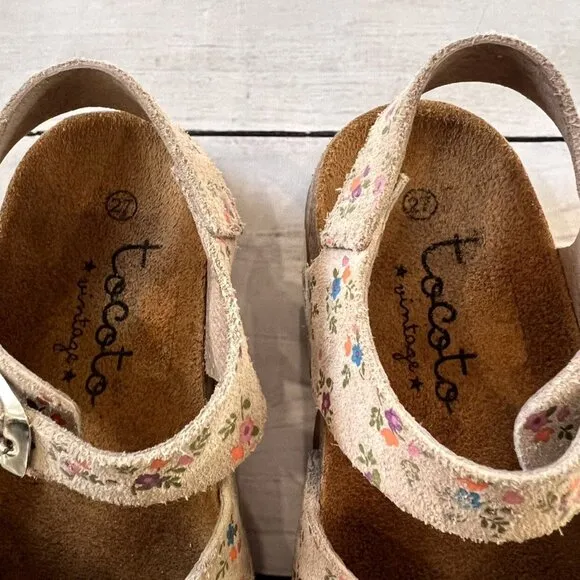 Tocoto Vintage Floral Leather Sandals