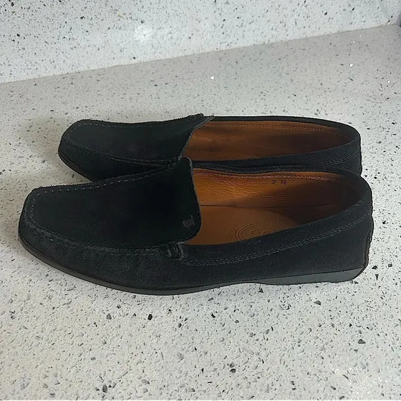 Tod's Black Leather Suede Square Toe Loafer Flats​​​