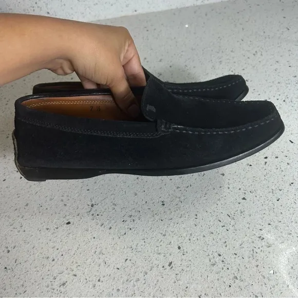 Tod's Black Leather Suede Square Toe Loafer Flats​​​