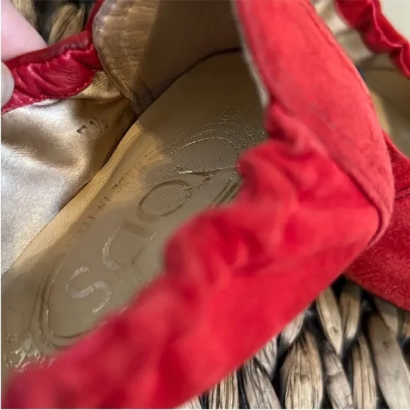Tods Red Suede Dee Laccetto Ballet Flats