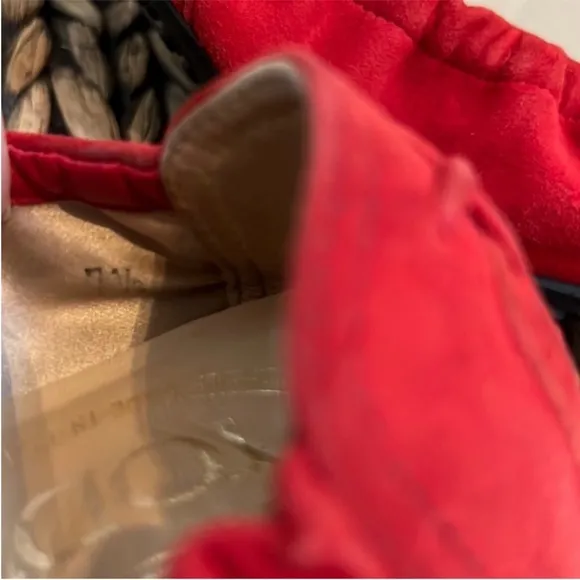 Tods Red Suede Dee Laccetto Ballet Flats