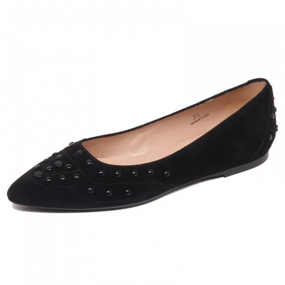Tod’s Suede Studded Flats Gomma 22B Gommini Verniciati Black EUR 38.5 Women’s