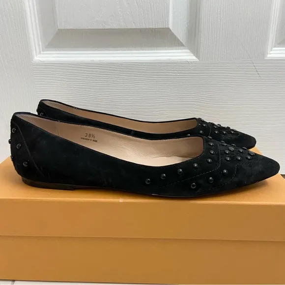 Tod’s Suede Studded Flats Gomma 22B Gommini Verniciati Black EUR 38.5 Women’s