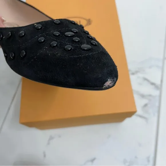 Tod’s Suede Studded Flats Gomma 22B Gommini Verniciati Black EUR 38.5 Women’s
