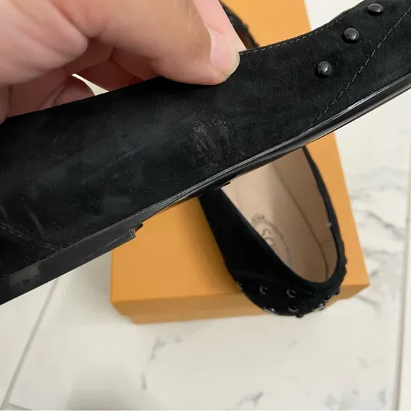Tod’s Suede Studded Flats Gomma 22B Gommini Verniciati Black EUR 38.5 Women’s