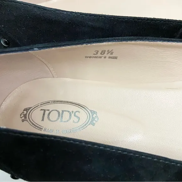Tod’s Suede Studded Flats Gomma 22B Gommini Verniciati Black EUR 38.5 Women’s