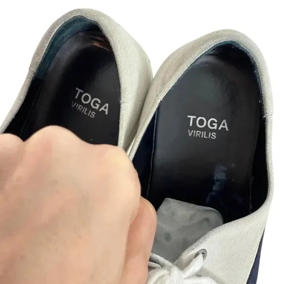 Toga Virilis Suede Leather Sneakers Shoes Mens 6 Euro 39 Gray White Black