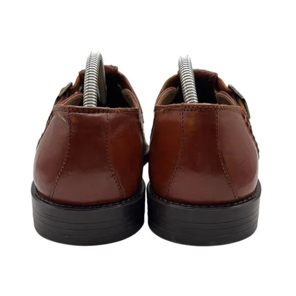 TOLO Italy Men’s Leather Woven Dress Shoes Artisan Buckle Strap Slip-On Loafers