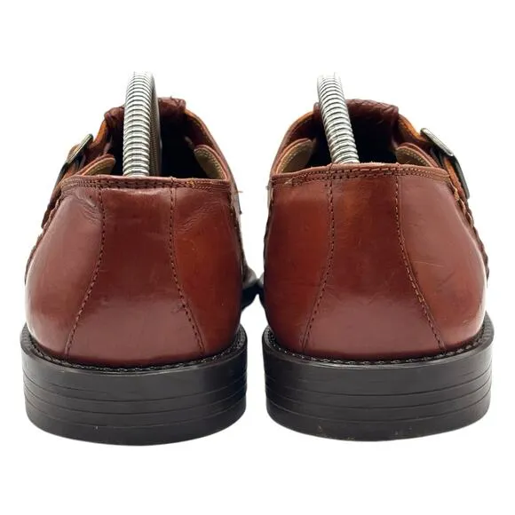 TOLO Italy Men’s Leather Woven Dress Shoes Artisan Buckle Strap Slip-On Loafers