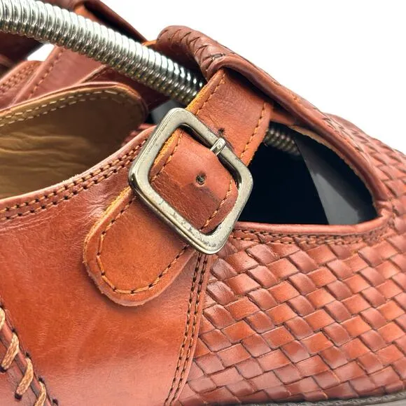 TOLO Italy Men’s Leather Woven Dress Shoes Artisan Buckle Strap Slip-On Loafers