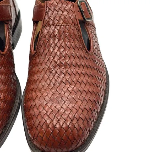 TOLO Italy Men’s Leather Woven Dress Shoes Artisan Buckle Strap Slip-On Loafers