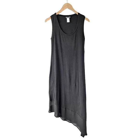 Tommy Bahama Black Chiffon Hem Jersey Maxi Dress Small Sleeveless Asymmetrical