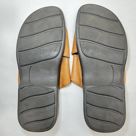 Tommy Bahama Men Cape Point Sandals Slides Brown Leather Made In Italy Size 10 M
