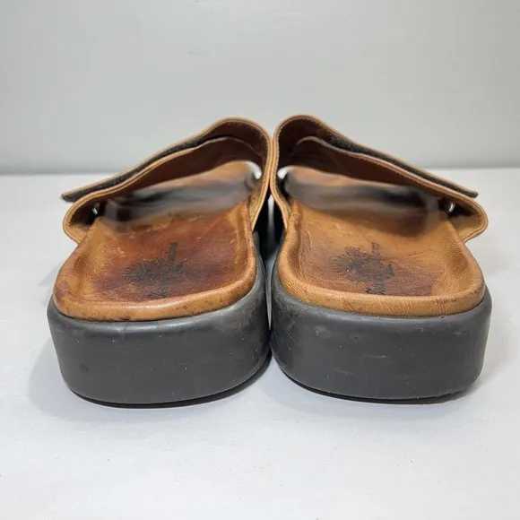 Tommy Bahama Men Cape Point Sandals Slides Brown Leather Made In Italy Size 10 M